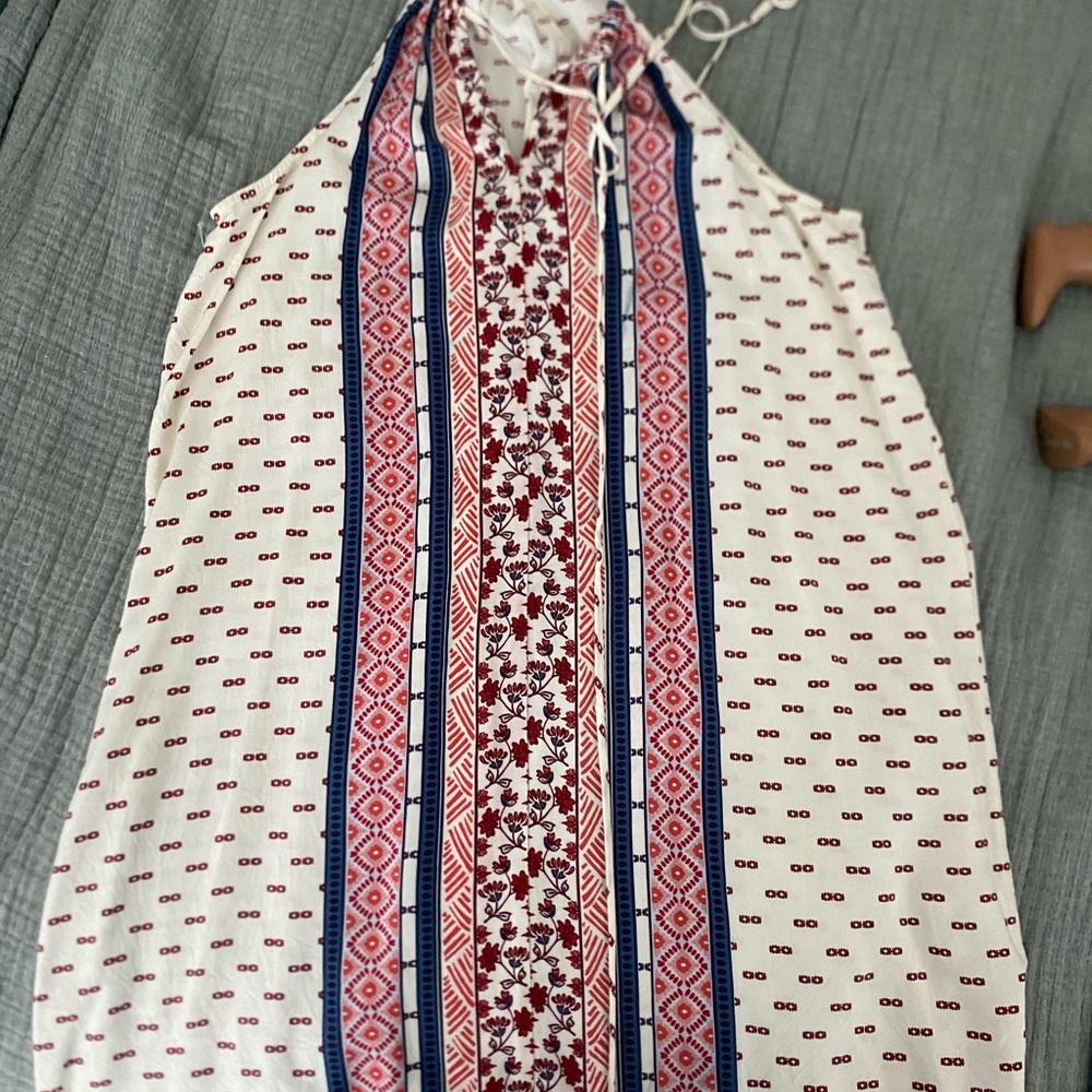Altar'd State Cream and Red Patterned Dress